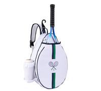 Rejolly Borsa a tracolla per racchette da tennis per donne e uomini, borsa a tracolla resistente all'acqua, per 2 racchette da tennis, racchette da pickleball, racchette da badminton a righe bianche