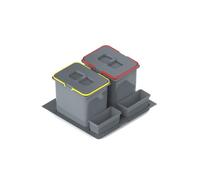 REJS Set di raccolta differenziata per cucina per armadio da 60 cm a 2 scomparti 2 x 15L con coperchio e maniglia Pattumiera da incasso per cassetti, pattumiera da cucina per la separazione dei