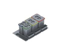 REJS - Sistema di raccolta differenziata per cucina per armadio da 90 cm, 4 scomparti, 2 x 20L + 2 x 9L con coperchio e maniglia, raccoglitore da incasso per cassetti, pattumiera da cucina, set di