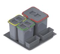 REJS Sistema per Raccolta Differenziata Cucina per Mobile da 60 cm a 3 Scomparti 52,5x49x40 cm (1x 20L + 2x 9L) con Coperchio Raccoglitore da Incasso