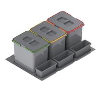REJS Sistema per Raccolta Differenziata Cucina per Mobile da 80 cm a 3 Scomparti 72,5x49x30 cm (3x 15L) con Coperchio Raccoglitore da Incasso