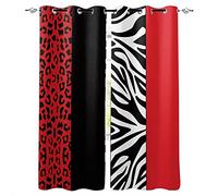 REKKNA Tende Oscuranti Soggiorno, rosso bianco e nero leopardo zebra 137x280CM x 2 Tenda Drappeggio con Occhielli Oscurante E Termoisolanti per Art Deco Camera da Hotel Tende per