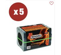 REKORD Carbone di lignite austriaco - Mattonelle per Camini, 5 pacchi da 10 kg