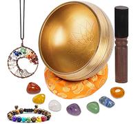 Relaehih Set di campane tibetane martellate a mano in Nepal, per meditazione, yoga, chakra, accessori per meditazione, regali unici per donne e uomini (giallo, 10,2 cm x 1)