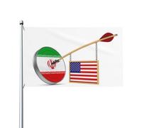 Relationship Between America And Iran Flag Resistente Alle Intemperie Bandiera Colore Vivido Bandiere Per Feste Portico Decorazione Esterno 90X150Cm