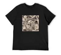 Relativity Abnormal Laws of Gravity Art Artist MC Escher T-Shirt Graphic Tee Printed Top Mens Black Shirt M