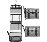 Relavel - Beauty case da viaggio, da appendere, per uomini e donne, in pelle, impermeabile, organizer da viaggio per articoli da toeletta, shampoo, contenitore da viaggio di dimensioni standard, 01b