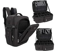 Relavel Borsa per trucco portatile da viaggio, grande organizzatore professionale con cinghia regolabile e separatori