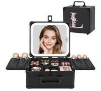 Relavel Regali di compleanno per donne e ragazze, borsa per il trucco iniziale con specchio a LED borsa cosmetica personalizzata organizer da viaggio custodia per treno, regalo di laurea per