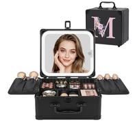 Relavel Regali di compleanno per donne e ragazze, borsa per il trucco iniziale con specchio a LED borsa cosmetica personalizzata organizer da viaggio custodia per treno, regalo di laurea per