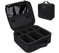 Relavel Trousse da viaggio per trucchi, organizer portatile per professionisti del makeup, 26,9 cm, con divisori regolabili per cosmetici, pennelli da trucco, articoli da toeletta, monili, nero