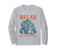 Relax Living My Best Trash Life Raccoon Coffee Lover Donne Maglia a Manica