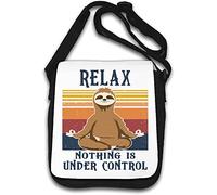 Relax Nothing is Under Control - Borsa a tracolla per meditazione con bradipo, colore: Bianco
