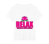 Relax, Nothing Is Under Control |-. Maglietta, Donna Plus-Size, Bianco, 4X