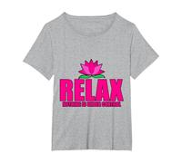Relax, Nothing Is Under Control |-. Maglietta, Donna Plus-Size, Grigio Melange, 4X