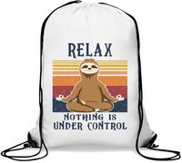 Relax Nothing is Under Control Sacca da palestra per meditazione con bradipo borsa casual con coulisse bianca