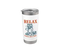 Relax selvaggio ma fine divertente procione amante caffè caos donne Bicchiere termico in acciaio inox doppia parete