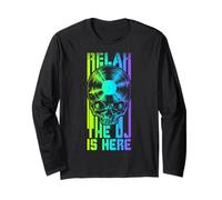 Relax The DJ Is Here LP Gothic Skull per Amanti del Disco in Vinile Maglia a Manica