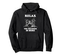 Relax The Drummer is Here- Funy Drumming Felpa con Cappuccio