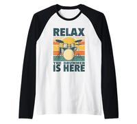 Relax The Drummer Is Here Musical per Musicisti di Batteria Maglia con Maniche Raglan
