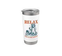 Relax This Is Fine Abbastanza Divertente Raccoon Caffè Umorismo Donne Bicchiere termico in acciaio inox doppia parete