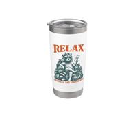 Relax Unhinged & Unbothered Divertente Procione Umorismo Regina Re Bicchiere termico in acciaio inox doppia parete
