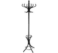 Relax World Attaccapanni in Legno di Betulla,Appendiabiti da Terra con 12 Ganci Appendi Abiti su 2 Livelli e Base a Croce Dimensione 51 x 51 x 184 cm (Nero)