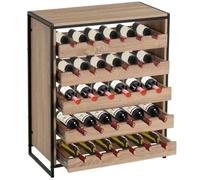 Relax World Cantinetta Vino Con Struttura in Metallo Ripiani in Legno MDF, Mobile Angolo Bar con 30 Vani Portabottiglie e 5 Ripiani Portata 30kg