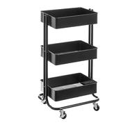 Relax World Carrello Cucina,Carrello Estetista in Metallo con 3 Ripiani e 4 Ruote girevoli a 360 Gradi Con Freni,Trolley Salvaspazio,Arredamento Casa Cucina L43xP35xH78 CM