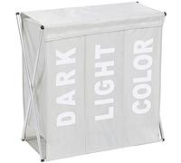 Relax World Cesto Portabiancheria Pieghevole,Cesto Portabiancheria a tre Scomparti Struttura in Metallo Rivestito in Tessuto per Bagno,Camera da Letto P38xL64xH62 (Grigio Chiaro)