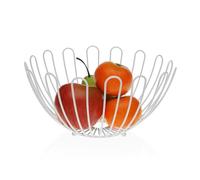 Relax World Fruttiera Rotonda,Portafrutta in Metallo Moderno,Cesto per Frutta in Filo Metallico Laccato, Ideale per Frutta e Verdura,P26L26H14CM (Bianco)