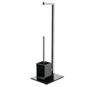 Relax World Piantana Portarotolo in Acciaio e Scopino,Set Wc Piantana Con Portarotolo,Portacartaigienica Bagno,Porta Scopino In PVC Con Base in Verto P22XL18xH71 cm