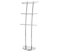 Relax World Portasciugamani da Terra in Acciaio Cromato 3 Bracci, Piantana Porta Asciugamani Base Semicircolare, 39 x 18 x 105 cm, Argento