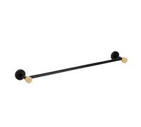Relax World Portasciugamani,Porta asciugamani da Parete in Acciaio Inossidabile Laccato e Legno di Bambu,Porta Salviette da bagno, Dimensioni P10xL65xH5 cm (Nero)