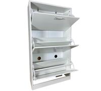 Relax World Scarpiera Salvaspazio Slim in Legno Bianco, 3 Ante a Ribalta Doppio Scomparto, Mobile Salvaspazio da Ingresso, Organizzatore Scarpe L63xP24xH115 cm (Bianco)
