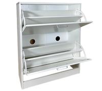 Relax World Scarpiera Salvaspazio Slim in Legno Melaminico da15mm Colore Bianco, Mobile Portascarpe con 2 Ante Ribaltabili Doppio Scomparto, L63xP24xH80 cm (Bianco)