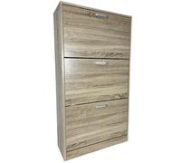 Relax World Scarpiera Salvaspazio Slim in Legno, Rovere Chiaro, 3 Ante a Ribalta Doppio Scomparto, Mobile Salvaspazio da Ingresso, Organizzatore Scarpe L63xP24xH115 cm (Rovere)