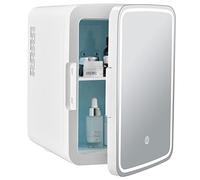 RELAX4LIFE 10L Mini Frigo con Specchio LED e 3 Luminosità Regolabile, Caldo e Freddo, Cavo di Alimentazione DC/AC, Portatile per Casa e Viaggio, 23x28x34cm