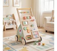 RELAX4LIFE 2 in 1 Carrello Primi Passi, Gioco Montessori on Pannello Gioco, 4 Ruote e Spazio di Stoccaggio, per Bambini 1+ Anno, Centro Attività per Neonati