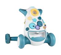 RELAX4LIFE 2 in 1 Girello/Carrello Montessori Primi Passi con Suoni e Luci, Piastra da Giocoe Velocità Regolabili, Spazio di Stoccaggio, Centro Attività Educativa per Bambini 1-3 Anni (Blu)