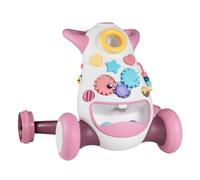 RELAX4LIFE 2 in 1 Girello/Carrello Montessori Primi Passi con Suoni e Luci, Piastra da Giocoe Velocità Regolabili, Spazio di Stoccaggio, Centro Attività Educativa per Bambini 1-3 Anni (Rosa)