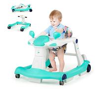 RELAX4LIFE 2 in 1 Girello Neonato 6-18 Mesi, Primi Passi Pieghevole per Bambini con Altezza e Velocità Regolabili, Musica e Luce, Cuscino Rimovibile e Lavabile, Fino a 15 KG (BLU)