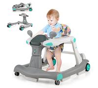 RELAX4LIFE 2 in 1 Girello Neonato 6-18 Mesi, Primi Passi Pieghevole per Bambini con Altezza e Velocità Regolabili, Musica e Luce, Cuscino Rimovibile e Lavabile, Fino a 15 KG (GRIGIO)