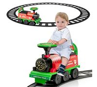 RELAX4LIFE 2 in 1 Macchina Elettrica per Bambini e Trenino Elettrico per Bambini con 16 Pezzi di Binari, Musica, Luci, Pedali Retrattili, 2 Anni+ (VERDE)