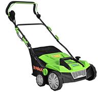 RELAX4LIFE 2 in 1 Scarificatore Elettrico, Profondità Regolabile, con 45L Sacchetto per la Raccolta dell'Erba, 1800W Estirpatore di Erbacce, Scarificatore Aeratore e Rastrello(45L/38cm,Verde)