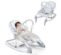 RELAX4LIFE 2-in-1 Sdraietta Neonati, Seggiolino Pieghevole con Schienale Regolabile, Cintura a 3 Punti e Barra Giochi Rimovibile, Portatile per Neonati 0-6 Mesi (GRIGIO)