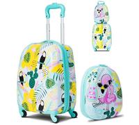 RELAX4LIFE 2 in 1 Set di Valigie per Bambini, 2 Pezzi, Trolly+Zaino, con Ruote Girevoli, Maniglia Retrattile e Zaino con Piedini in Plastica (Modello 11)