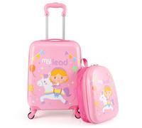 RELAX4LIFE 2 in 1 Set di Valigie Unicorno per Bambini, 2 Pezzi, Trolly+Zaino, con Ruote Girevoli, Maniglia Retrattile e Zaino con Piedini in Plastica (Modello 12) (28) (Modello 19)