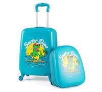 RELAX4LIFE 2 in 1 Set di Valigie Unicorno per Bambini, 2 Pezzi, Trolly+Zaino, con Ruote Girevoli, Maniglia Retrattile e Zaino con Piedini in Plastica (Modello 12) (28) (Modello 17)