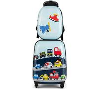 RELAX4LIFE 2 in 1 Set di Valigie Unicorno per Bambini, 2 Pezzi, Trolly+Zaino, con Ruote Girevoli, Maniglia Retrattile e Zaino con Piedini in Plastica (Modello 9)